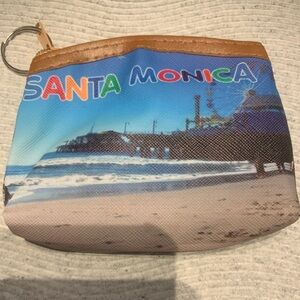 SANTA MONICA Los Angeles Zip Coin Purse with Keychain Ring Great for cha…